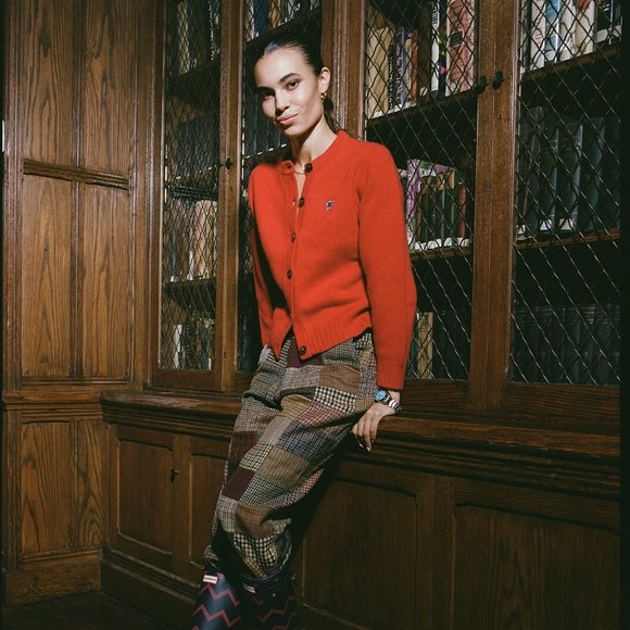 NWT Warm Wonderful Rowing Blazers 100% Shetland Wool Red Sheep Cardigan Sweater - Picture 3 of 5